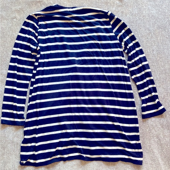 Striped Jersey Knit Cardigan One Button J. Jill Wearever Collection Nautical L - Picture 2 of 6